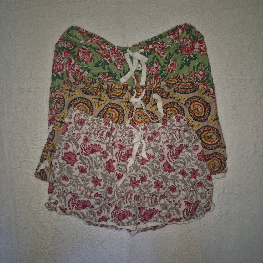 3-Pack Signals Women’s Cotton Lounge Shorts Size L Boho Floral Hippie Comfy Y2K